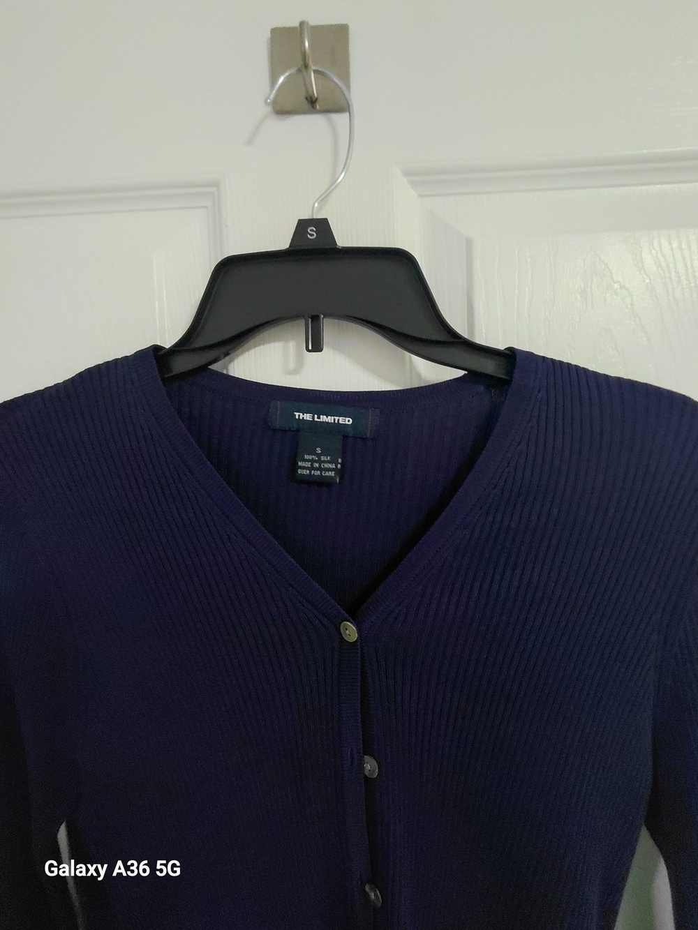 The Limited Women's Dark Navy Ribbed V-Neck Button Cardigan